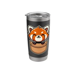 Pocket Design Red Panda Bear Animal Lover Cute Red Panda Stainless Steel Insulated Tumbler