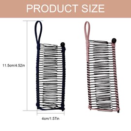RDNKVB Vintage Banana Hair Clips, 2 Pieces, Non-Slip, Stretchy Hair Accessories, 30 Tooth Banana Comb Clips for Thick Wavy Kinky Natural Curly Hair, Black/Pink
