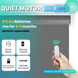 Allesin Motorized Roller Blinds with Remote Control for Windows, Blackout Smart Roller Shade, Battery Powered Electric Smart Blind (Dark Grey,H72 x W39)