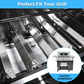 Adviace Grill Parts for Cuisinart GAS9556AS GAS9556ASO, Grill Grates & Grill Burners & Heat Tents for Cuisinart 5 Burner Gas Grill GAS9556AS