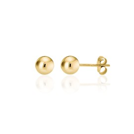 High Polished Gold Plated Sterling Silver Ball Stud Earrings 6mm by KEZEF