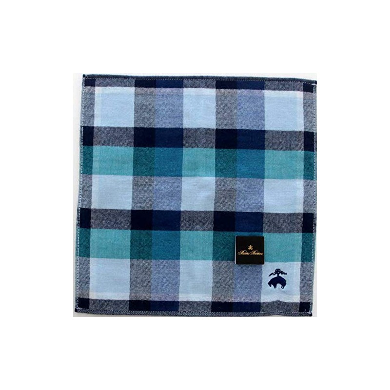 Brooks Brothers 125055-9253-02 Men's Towel Handkerchief (Blue, Approx. 9.8 inches