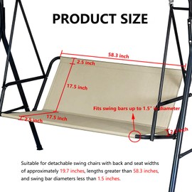 NSdawali Swing Seat Replacement Cover for Outdoor Patio Swing 3 Seater 600D Upgraded Thicken Oxford Waterproof Fabric Porch Swing Chair Cushion Covers (Beige, 58.3x19.5x19.5 inches)