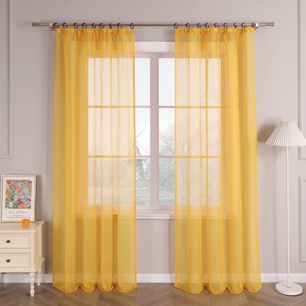 HongYa Pack of 1 Plain Curtain Transparent Voile Curtain with