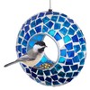 Sunnydaze 6-Inch Round Decorative Fly-Through Hanging Bird Feeder - Blue