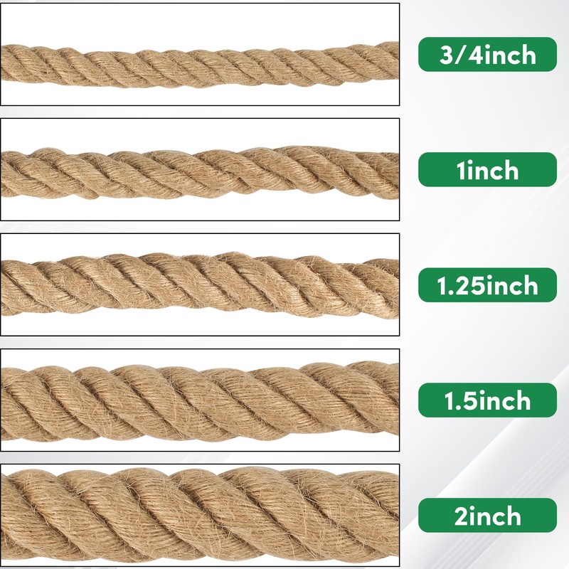 Manila Rope 3/4 Inch x 100ft - Natural Hemp Rope,Heavy