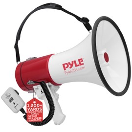 Pyle Portable Megaphone Speaker PA Bullhorn-Built-in Siren, 50W Adjustable Volume Control &1200 Yard Range-Ideal for Any Outdoor Sports, Cheerleading Fans & Coaches or for Safety Drills - PMP52BT