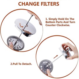 MaxMiuly Replacement Filter Strainer for Coffee Squeezer, French Press Strainer, Stainless Steel Mesh Replacement for 1000 ml/1 Litre French Press Coffee Machines, Pack of 6