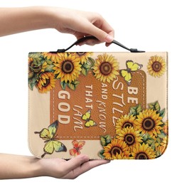 Bengbobar Bible Cover Flower Bible Cover Case Bible Case for Women Bible Cover Bible Carrying Case Yellow Sunflower Butterfly Christian Gifts for Women Mother Faith 8x11" Extra Large