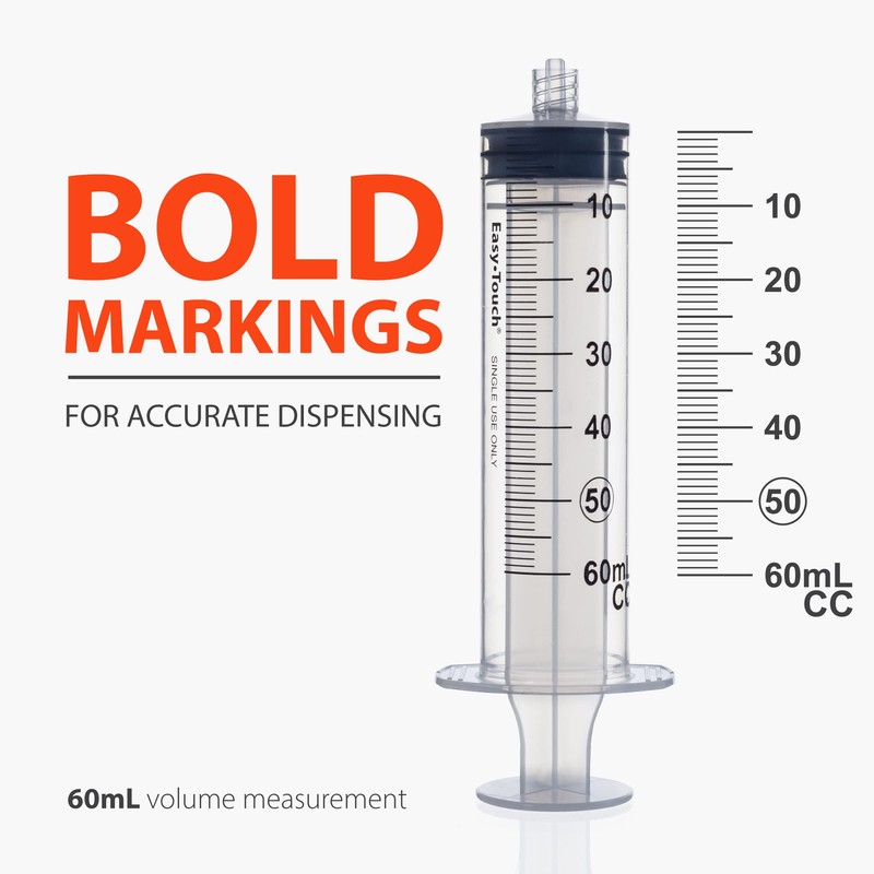 Easy Touch 60cc/ ML Luer-Lock Syringe Barrels Slip Tip