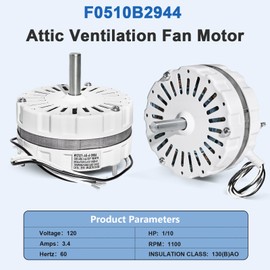 F0510B2944 Attic Ventilation Fan Motor, Compatible with Lomanco 2000 and 1800 Series Attic Ventilation Motors, Replacement F0510B2497 A0416B2059 A0510B2389 (Universal Kit Included)