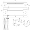 Blankett Slim Furniture Handles, 145 mm, Aluminium, Chrome, Matt, Rear