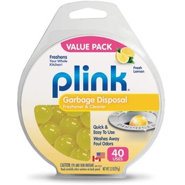 Plink Garbage Disposal Cleaner, Freshener & Odor Removing Balls, Easy to Use, Fresh Lemon Scent, 40 Count, 2 Pack