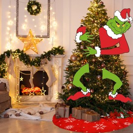 Griinch Christmas Tree Decorations, Griinch Christmas Thief Tree Hanging Ornaments Naughty Christmas Tree Topper Whoville Farmhouse Christmas Decor Party Supplies Wall Window