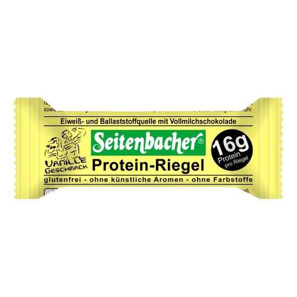 Seitenbacher Protein Bar Vanilla I 16 g/60 g = 27% Protein I Gluten Free I Glycerin-Free I (1 x 60 g)
