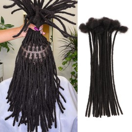 IIFLYDSFA 0.4cm Thickness Real Human Hair Dreadlock Extensions for Men/Women 14 Inch 100 Strands Full Handmade Permanent Locs Extensions Human Hair Can Be Dyed and Bleached