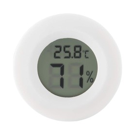 Mini Digital LCD Thermometer,Round Shape Temperature Humidity Meter Reptile Thermometer Hygrometer Embedded Thermometer for Incubators Indoor Reptile Breeding Box (White)