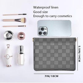 HIGH FIT Leather Pocket Cosmetic Bag for Purse,Coin Purse Lipstick Cosmetic Accessories Organizer, Travel Kit Storage Pouch,Waterproof Portable No Zipper Self-closing Small Makeup Pouch for Women