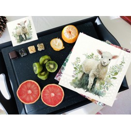 20-ct 6.5 Little Lamb Napkins Decorative Napkins for Decoupage Baby Shower Napkins Cute Napkins Greenery Forest Sage Napkins Boy Girl Baby Shower Napkins Tea Party Napkins Easter Luncheon Napkins