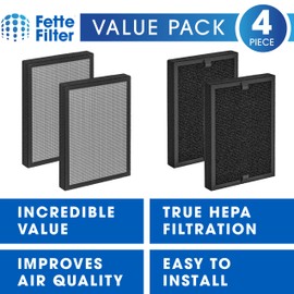 Fette Filter - 4 Pack KF250 Premium True Hepa H13 Filter Replacements Compatible with Kenmore SilentClean 1200e Air Purifier Model PM2010 for Rooms up to 1,500 Sq. Ft. 3 Stage Filtration.