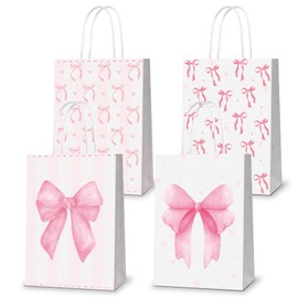 Infankey 16 PCS Pink Bow Party Decorations Pink Bow themed Goodie Bags Candy Bags for Birthday Bachelorette Coquette Bow Gift Treat Bags for Bridal Engagement Baby Shower Party Supplies