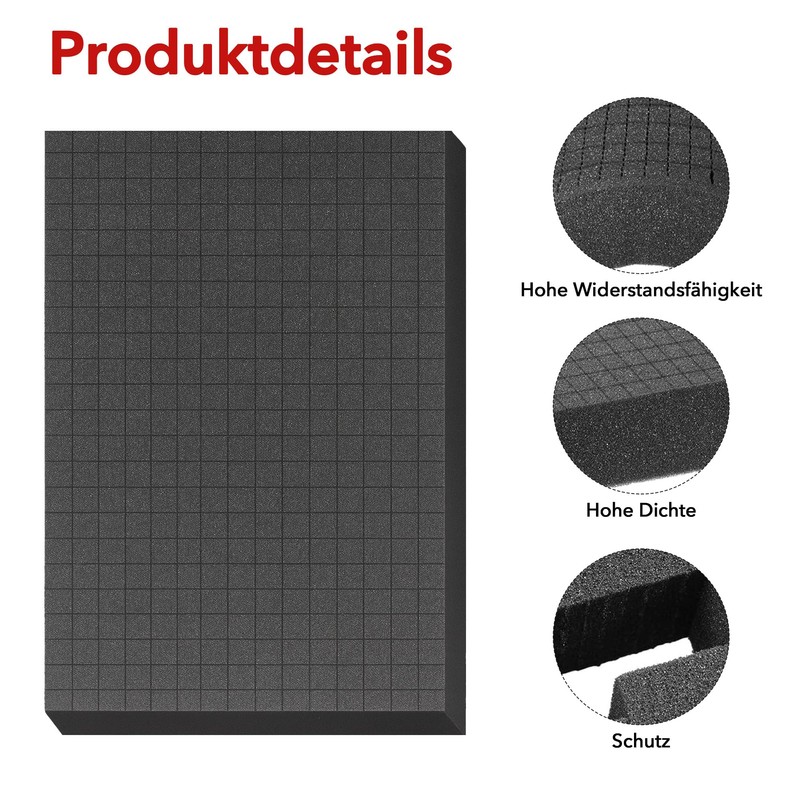 Pack of 2 Grid Foam Foam Black 405 x 305