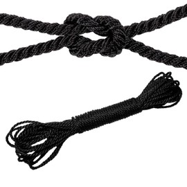 24tarpp SOGA 4MM Cuerda Uso RUDO Cordon Lazo para Instalar Malla Sombra SOGA para INSTALACION DE Lonas Y TOLDOS Cuerda para Amarre Multiusos Negra 4MM 15Mts