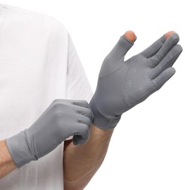 OhSunny Men Cycling Gloves Touchscreen Full Finger Sun UV Protection UPF 50+ Summer Gloves for Driving Fishing SMM5M085T (Dark Grey)