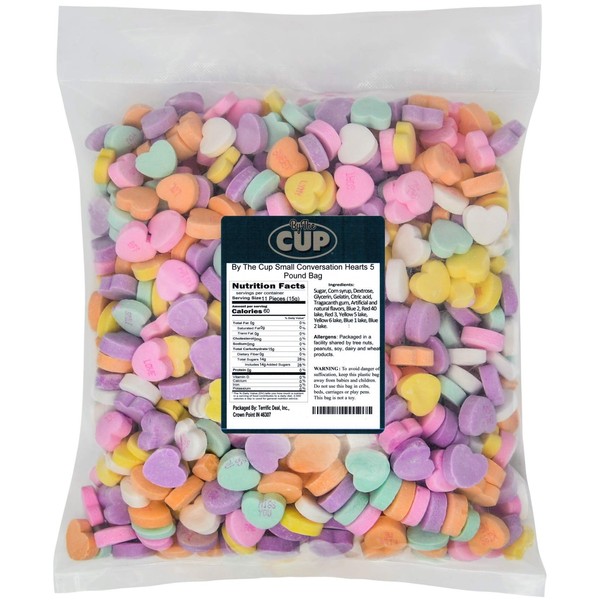 By The Cup Small Conversation Hearts 5 Pound Bag