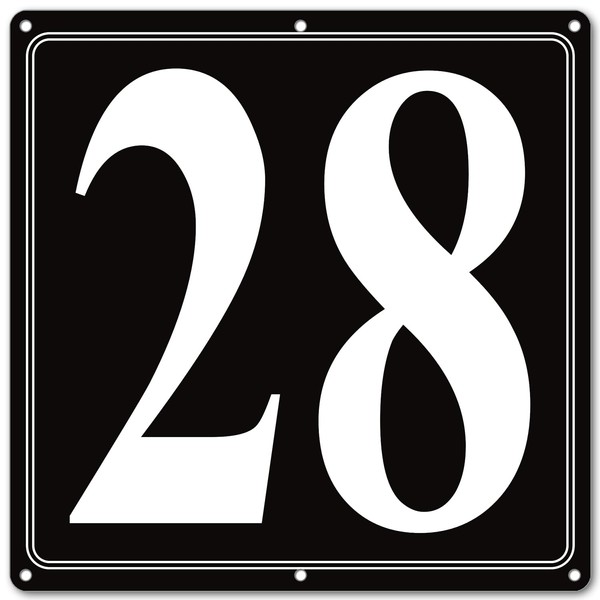 i-CowFun Premium Aluminum Number Signs 28, Metal 12" X 12"