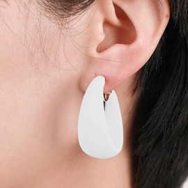 Chunky Clip on Hoop Earrings for Women Detachable Clip on Earrings Wide Hoop Statement Earring Non Pierced 80s 90s Accessories for Women