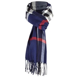 UMIPUBO Men's Scarves Classic Cashmere Wool Touch like Scarf Plaid Tartan Reversible Check Tassel Ends Solid Long Winter Scarf