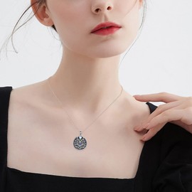 YFN Lotus Evil Eye Necklace for Women Sterling Silver Wiccan Triple Moon Goddess Moonstone Jewellery