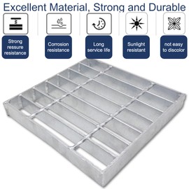 TIANYAMAI Galvanized Steel Drain Grate for NDS 9x9 Catch Basin, 4 PC Outdoor Drain Cover for Polylok, B Class Sewer Grate, Durable Heavy Duty Channel Grate, Square Drainage Grate Driveway