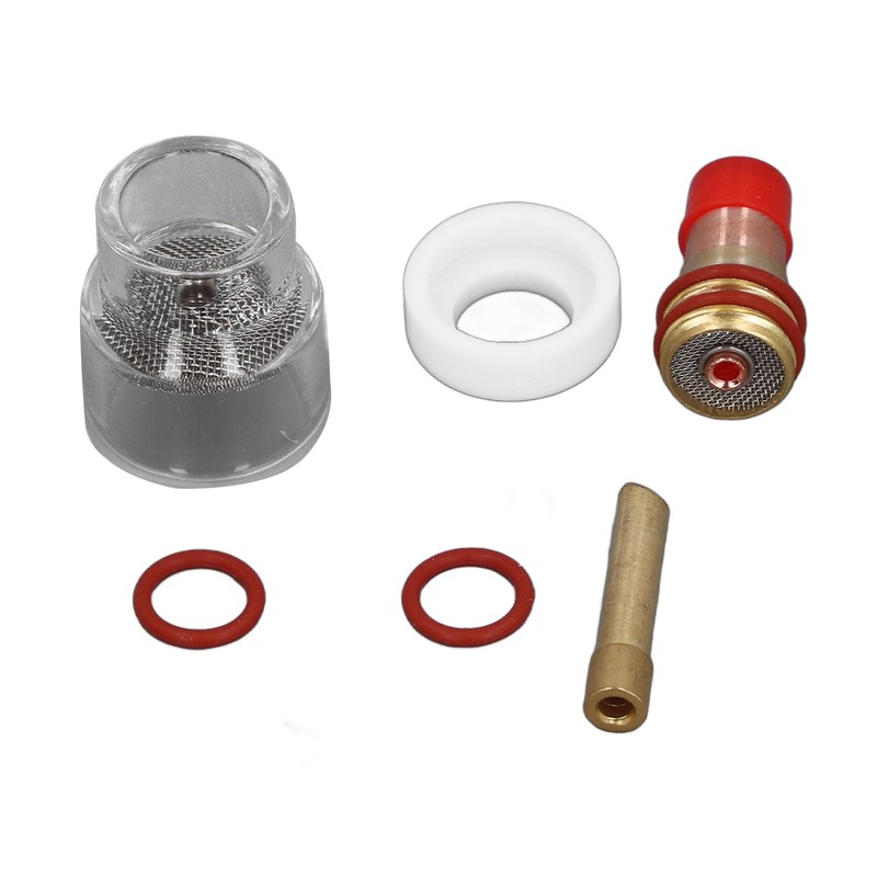 6 Pcs TIG Torch Glass Cup Collet Kit 2.4MM Glass