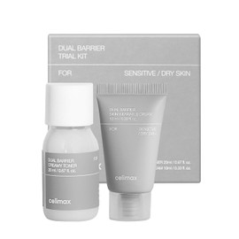 Kit de prueba de doble barrera, tamaño de viaje, set de regalo | con tónico cremoso y crema para la piel, tamaño de viaje, set de regalo de tamaño pequeño, ceramidas, péptidos