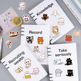 50 PCS Cute Cat Stickers Cartoon Kawaii Cat Stickers for Water Bottles Kindle Luggage Guitar Laptop| Vinyl Stickers for Boys Girls Teens Toddlers Adults
