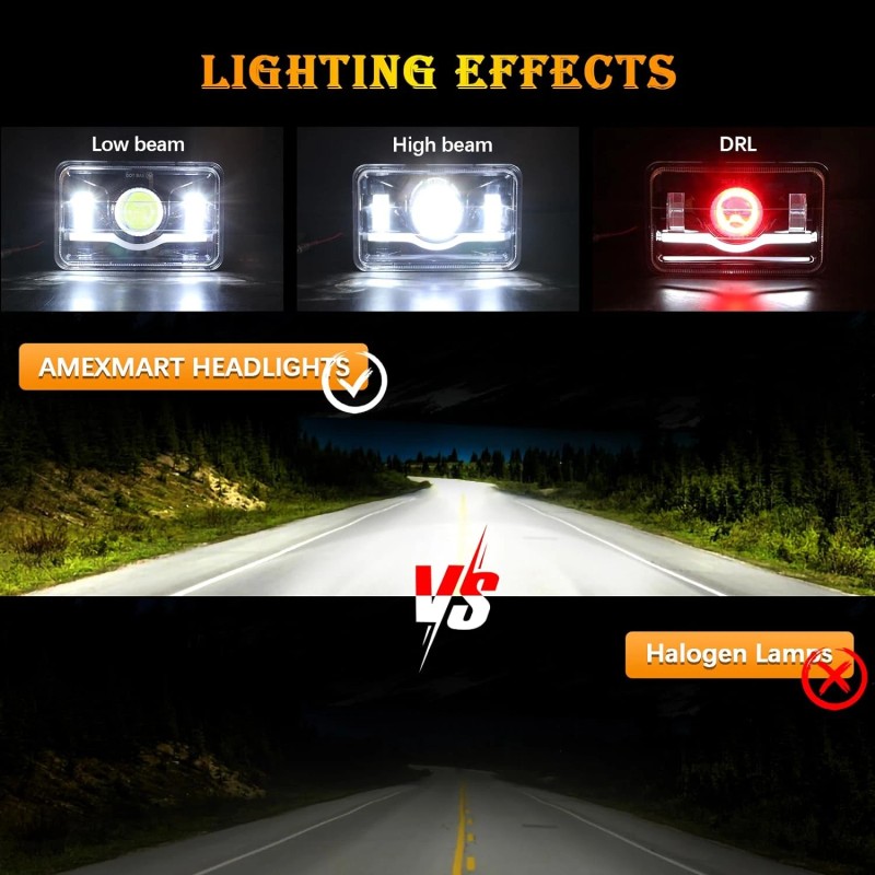 Bricologht For Chevy C10 Pickup truck 1980-1986 4PCS 4x6" LED