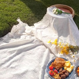 Leisure Sheet, Picnic Sheet, For 1-4 People, Picnic Mat, Nordic Fringe, Race, Stylish, Outdoors, Lightweight, Thin, Compact Storage, Portable, Convenient, Multi-Purpose, Piano Cloth (35.4 x 70.9