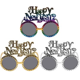 Seasboes Pack of 3 New Year's Eve Glasses, New Year's Eve Party Decoration, Funny Glasses, Party Glasses, Photo Box Accessories for Adults and Children, New Year's Eve Decoration