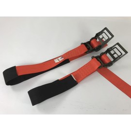 AutoHauler Supply 2 Pack 3" x 6' Short Handle Ratchet Underlift Tie Down Strap (Red with Cordura Sleeve, 2 Pack)