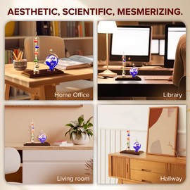 JJ Care Galileo Thermometer with Glass Globe Barometer Frosted, Galileo Weather Station Measures Temperatures from 64ºF to 80ºF, Glass Galileo Thermometer for Indoor and Outdoor Home Décor