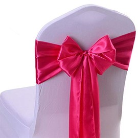 Funda de satén para Silla, Lazo, Lazo, Camino de Mesa, decoración de recepción de Boda, Rosado, 1 PCS 17CM (11.5")*275CM (108.27")