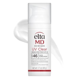 Protector solar facial transparente EltaMD UV FPS 46, protector solar sin aceite con óxido de zinc, recomendado por dermatólogos.