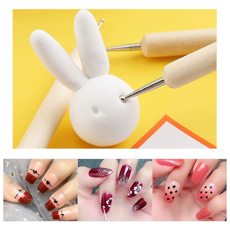Yoezuo 5Pcs Dotting Tools Nail Dotting Dual-ended Dotting Painting Pen