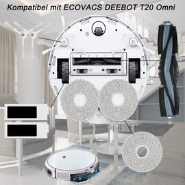 Asdazrxy Zubeh?r f1r Ecovacs DEEBOT T20 OMNI, Ersatzteile f1r Ecovacs Deebot T20 OMNI / T20e OMNI Staubsauger, 1 Hauptb1rste, 4 HEPA-Filter, 4 Wischt1cher, 4 Staubbeutel, 8 Seitenb1rsten, 1 Reinigungsb1rste