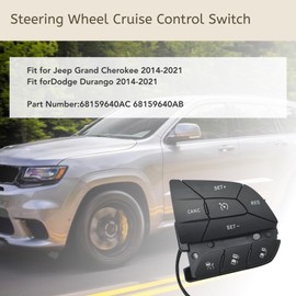 Steering Wheel Cruise Control Switch Fit for Dodge Durango Jeep Grand Cherokee 2014-2021 Replace 68245338AA 68159640AB 68159640AC Right Side Black with Removal Tool Memiuyelay