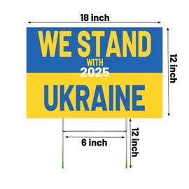 Ukraine Yard Sign We Stand in Ukraine Flag Yard Sign Double sided Ukrainian Flag Garden Sign 18x12 inch(with metal H-post),yellow