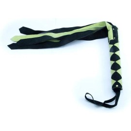 Mythrojan Horse Whip Riding Crop Equestrian Genuine Leather Braided Training Crop Flogger - 26 Inches, Green & Black