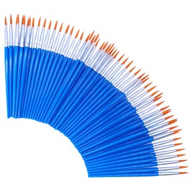 JINDUODUO 60 Pcs Short Handle Small Paint Brushes for Kids, Teens, Paintbrushes Bulk for Detail Painting (Round Brushes)